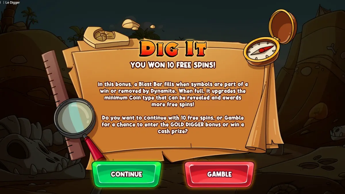 Smokey sang rakun dalam petualangan slot Le Digger