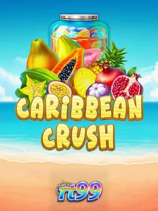 Pemandangan tropis yang cerah dengan simbol buah eksotis di slot Caribbean Crush